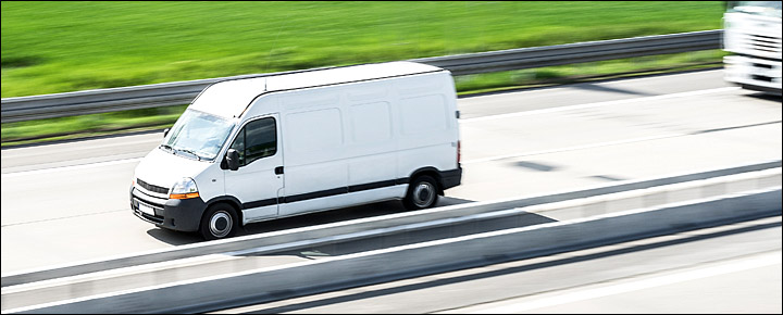 delivery van speeding along